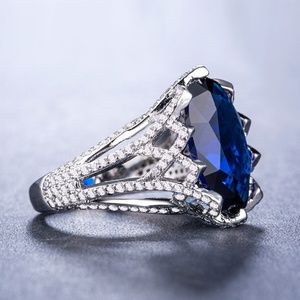 Elegant 925 Silver Ring  2.75ct Blue Sapphire New